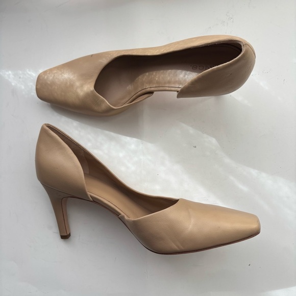 Vince Tiana Square‎ Toe Leather Pumps Tan Size 10M - Picture 3 of 8